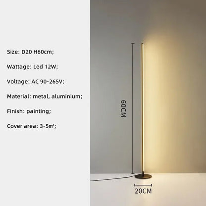 Lampadaire LED nordique noir à intensité variable avec interrupteur au pied, éclairage cosy pour salon et chambre - Luminous Place