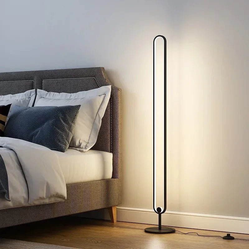 Lampadaire LED nordique noir à intensité variable avec interrupteur au pied, éclairage cosy pour salon et chambre - Luminous Place