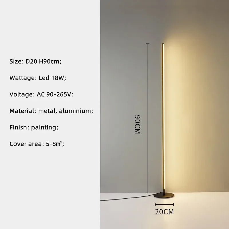 Lampadaire LED nordique noir à intensité variable avec interrupteur au pied, éclairage cosy pour salon et chambre - Luminous Place