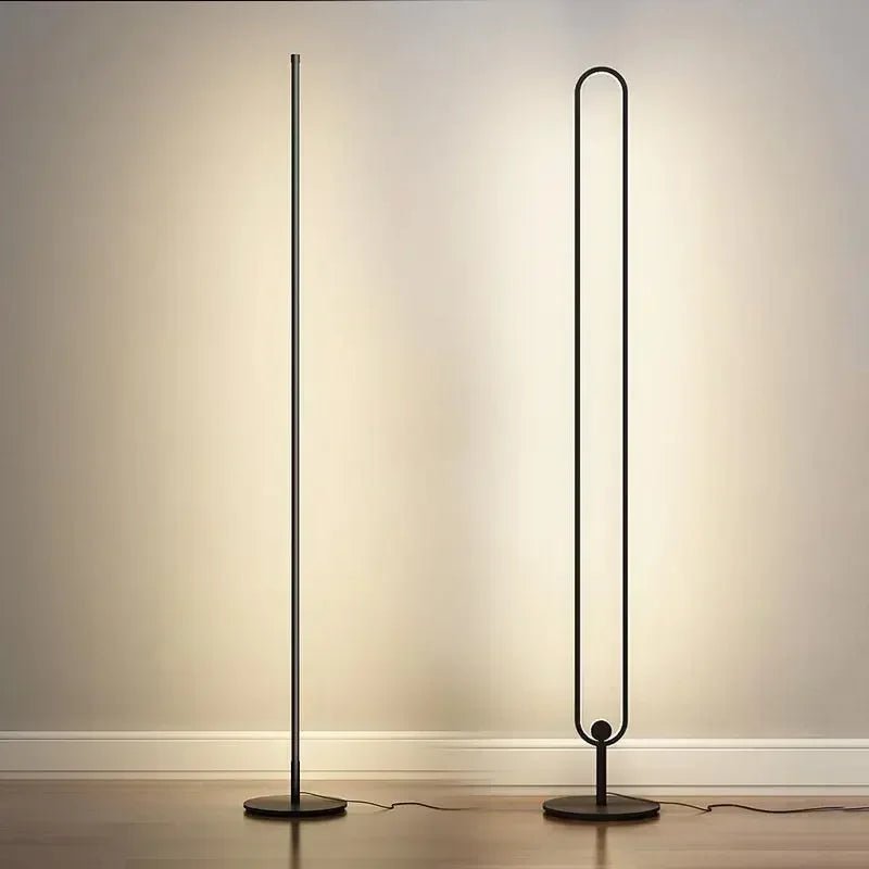 Lampadaire LED nordique noir à intensité variable avec interrupteur au pied, éclairage cosy pour salon et chambre - Luminous Place