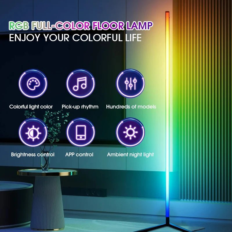 Lampadaire LED RGB moderne en aluminium avec synchronisation musicale et 16 millions de couleurs DIY - Luminous Place
