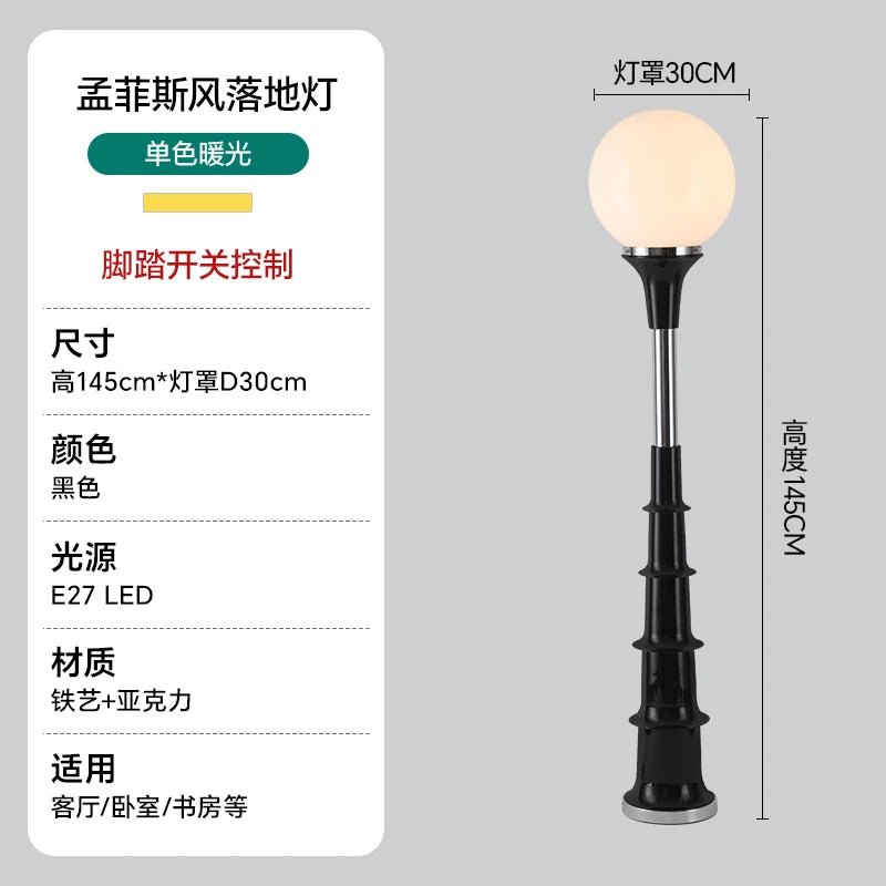 Lampadaire Memphis médiéval en fer et acrylique LED pour salon et chambre - Luminous Place