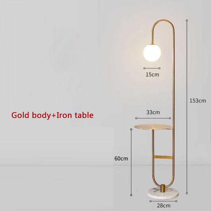 Lampadaire moderne en marbre noir avec table ronde LED pour salon - Luminous Place