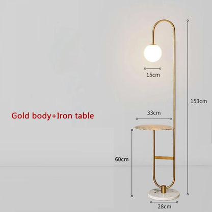 Lampadaire moderne en marbre noir avec table ronde LED pour salon - Luminous Place