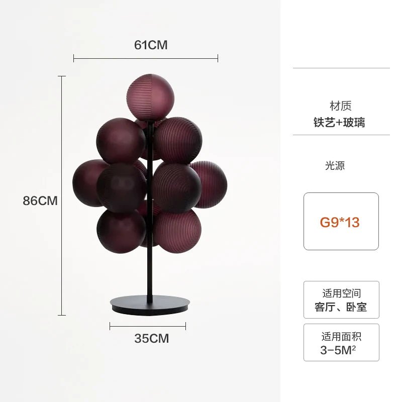 Lampadaire moderne en verre de raisin pour salon et chambre à coucher - Luminous Place