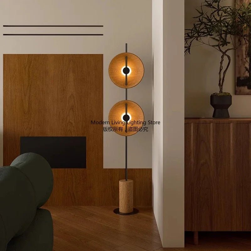 Lampadaire rétro japonais en bois massif Wabi - sabi, design naturel pour salon et chambre - Luminous Place