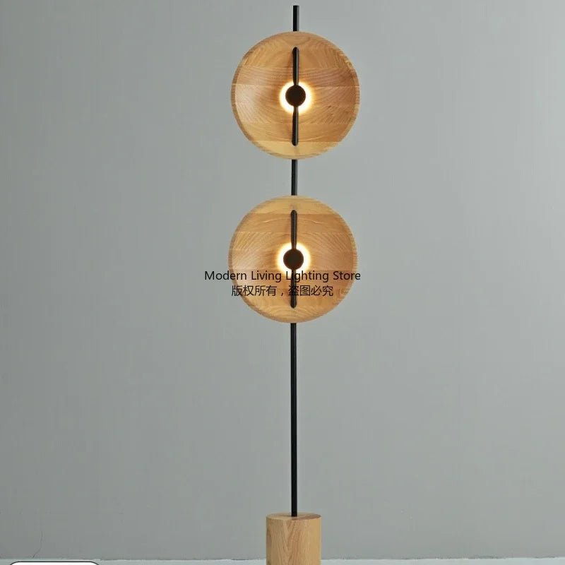 Lampadaire rétro japonais en bois massif Wabi - sabi, design naturel pour salon et chambre - Luminous Place