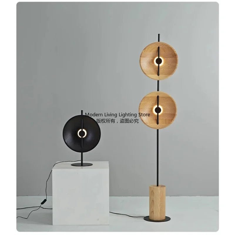 Lampadaire rétro japonais en bois massif Wabi - sabi, design naturel pour salon et chambre - Luminous Place