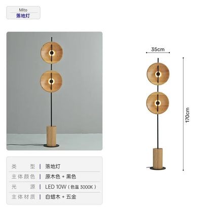 Lampadaire rétro japonais en bois massif Wabi - sabi, design naturel pour salon et chambre - Luminous Place