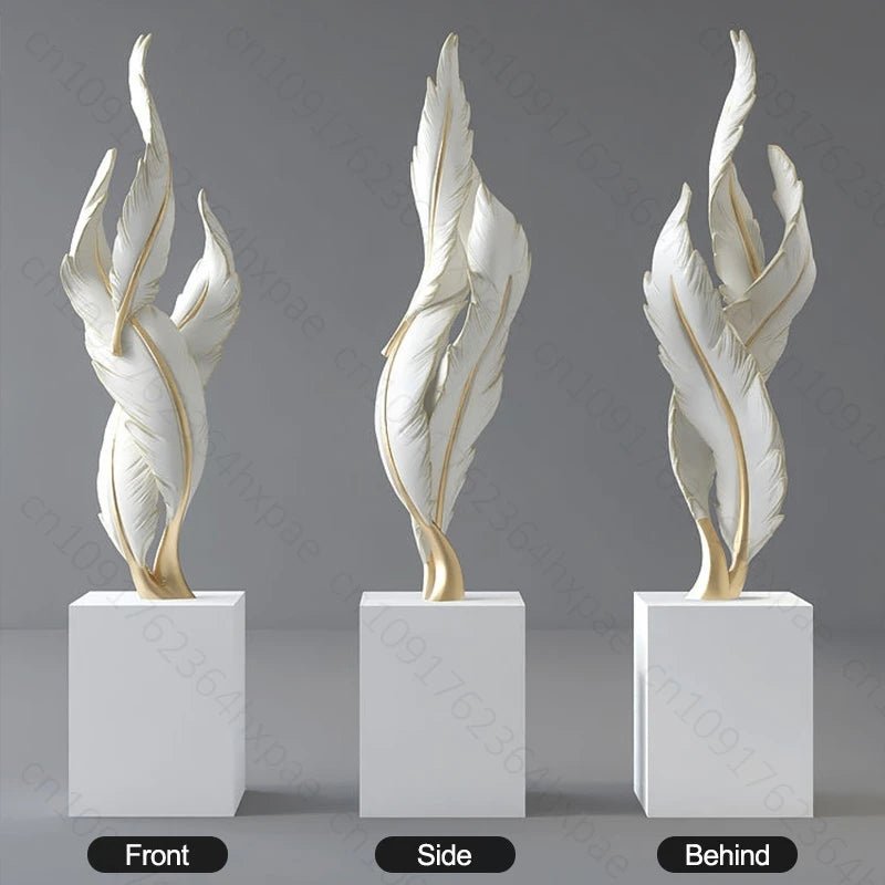 Lampadaire sculpture de sol en plumes résine, décor moderne et élégant - Luminous Place