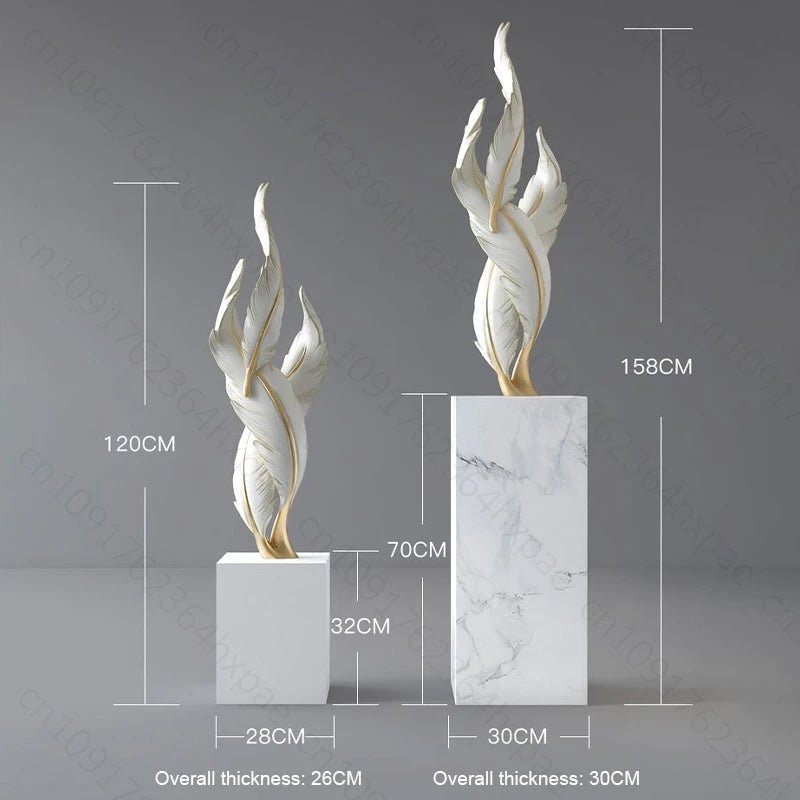 Lampadaire sculpture de sol en plumes résine, décor moderne et élégant - Luminous Place