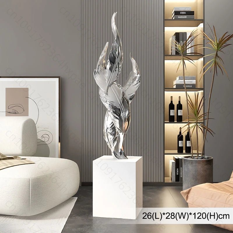 Lampadaire sculpture de sol en plumes résine, décor moderne et élégant - Luminous Place