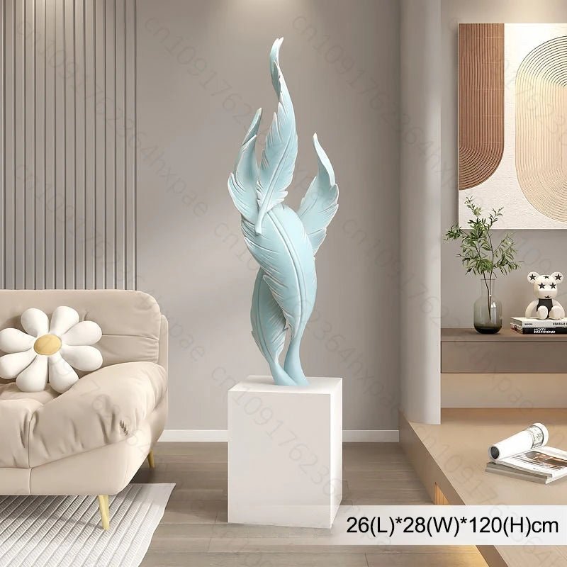 Lampadaire sculpture de sol en plumes résine, décor moderne et élégant - Luminous Place