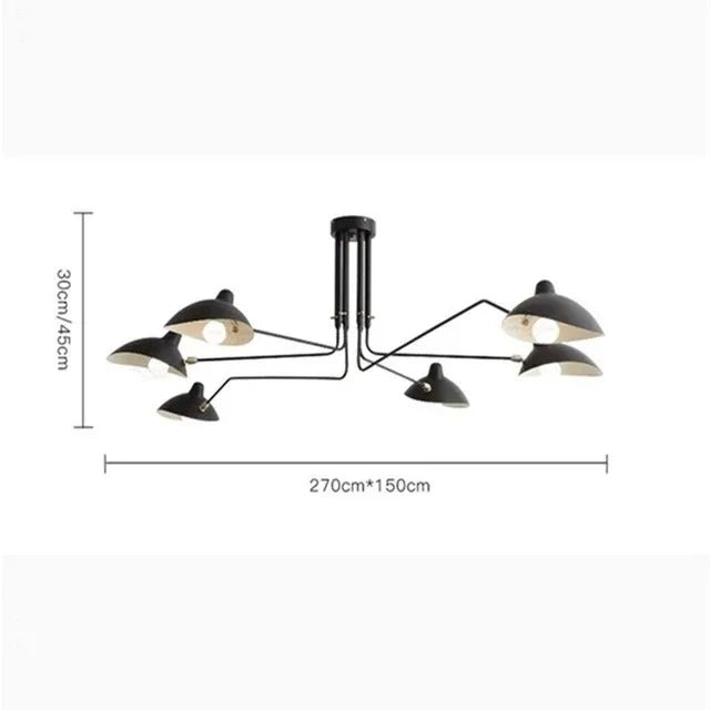 Lampadaire Serge Mouille 3 bras noir trépied réglable style Loft - Luminous Place