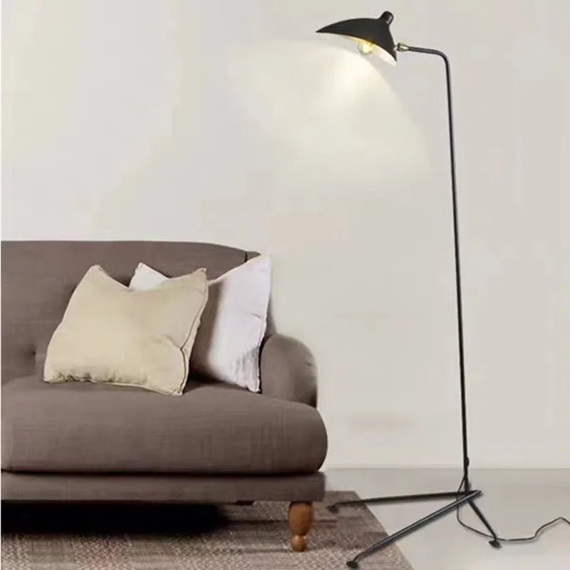 Lampadaire Serge Mouille 3 bras noir trépied réglable style Loft - Luminous Place