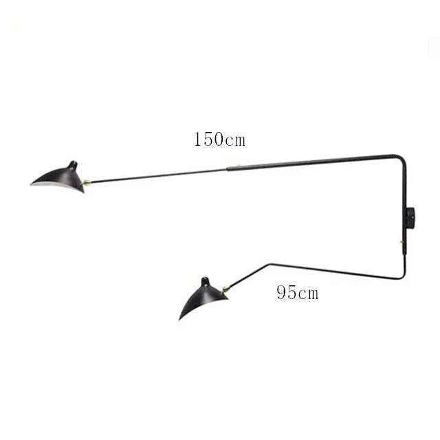 Lampadaire Serge Mouille 3 bras noir trépied réglable style Loft - Luminous Place