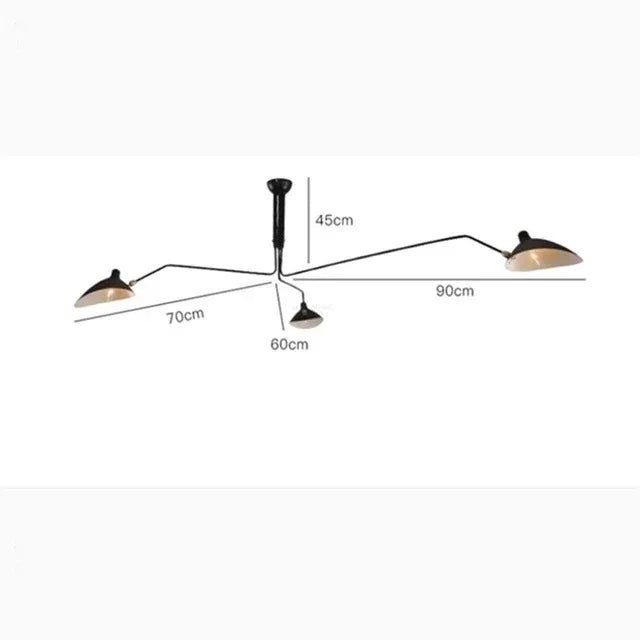 Lampadaire Serge Mouille 3 bras noir trépied réglable style Loft - Luminous Place