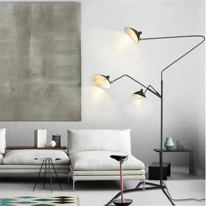 Lampadaire Serge Mouille 3 bras noir trépied réglable style Loft - Luminous Place