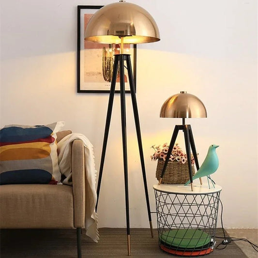 Lampadaire trépied vintage nordique LED champignon pour salon et bureau - Luminous Place