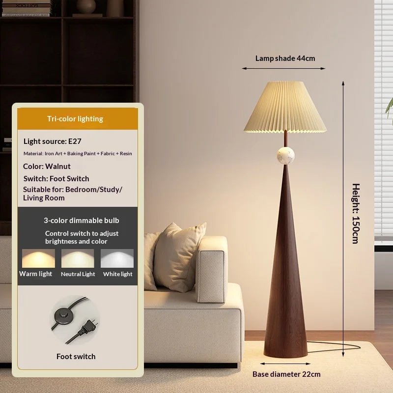 Lampadaire Zen Wabi Sabi en fer et tissu, design minimaliste japonais et chinois, lumière LED dimmable pour ambiance cosy - Luminous Place