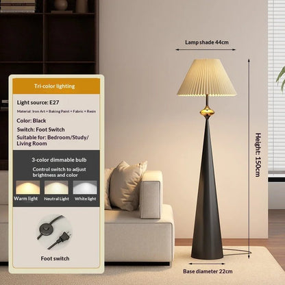 Lampadaire Zen Wabi Sabi en fer et tissu, design minimaliste japonais et chinois, lumière LED dimmable pour ambiance cosy - Luminous Place