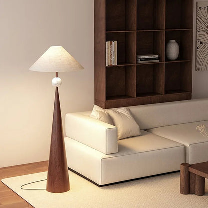 Lampadaire Zen Wabi Sabi en fer et tissu, design minimaliste japonais et chinois, lumière LED dimmable pour ambiance cosy - Luminous Place