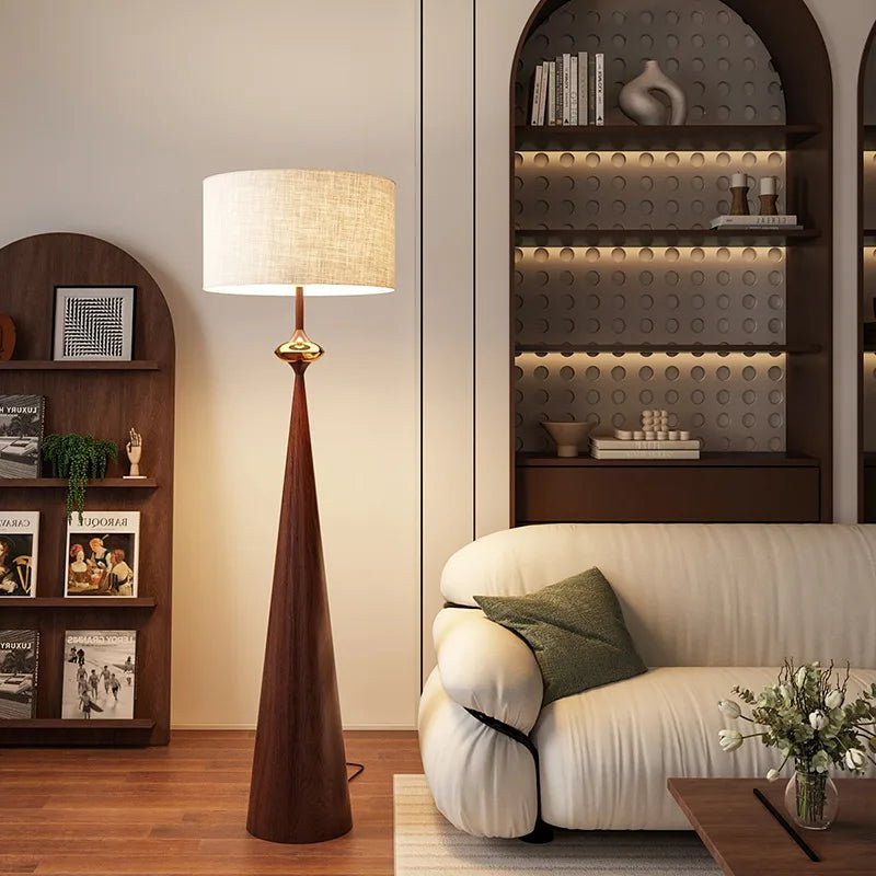 Lampadaire Zen Wabi Sabi en fer et tissu, design minimaliste japonais et chinois, lumière LED dimmable pour ambiance cosy - Luminous Place