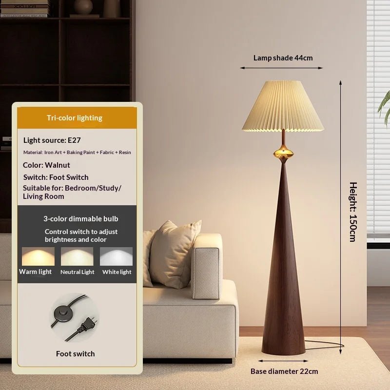 Lampadaire Zen Wabi Sabi en fer et tissu, design minimaliste japonais et chinois, lumière LED dimmable pour ambiance cosy - Luminous Place