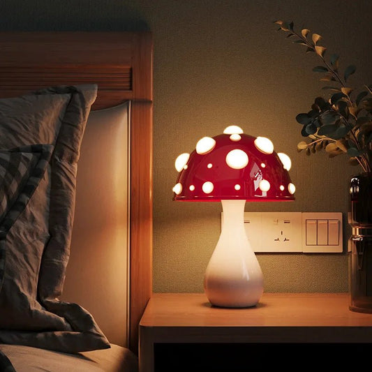Lampe de table champignon Amanita biomimétique LED tricolore USB/secteur - Luminous Place