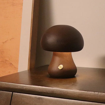 Lampe de table champignon LED tactile en bois, lumière douce pour chambre d’enfant - Luminous Place