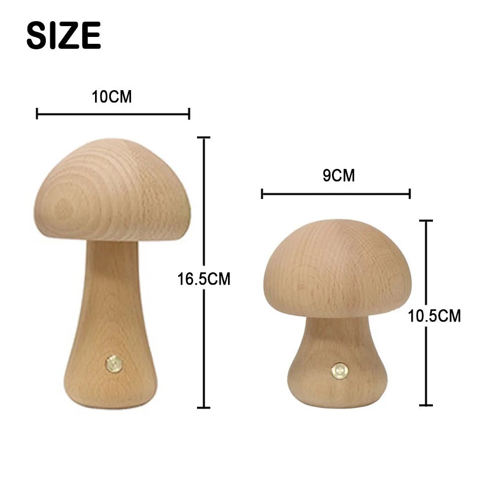 Lampe de table champignon LED tactile en bois, lumière douce pour chambre d’enfant - Luminous Place