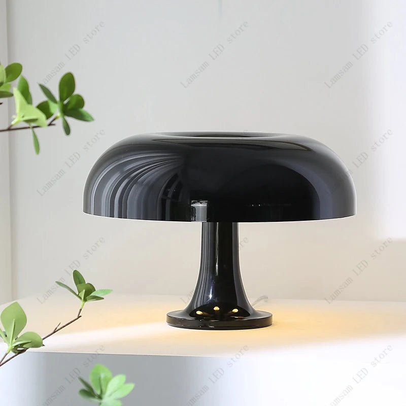 Lampe de table champignon noire minimaliste LED avec base E14, éclairage cosy pour salon et bureau - Luminous Place