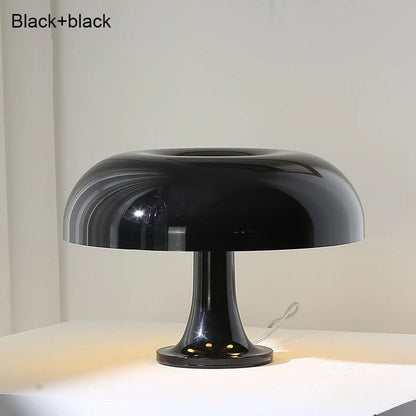 Lampe de table champignon noire minimaliste LED avec base E14, éclairage cosy pour salon et bureau - Luminous Place