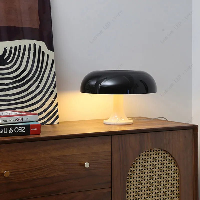 Lampe de table champignon noire minimaliste LED avec base E14, éclairage cosy pour salon et bureau - Luminous Place
