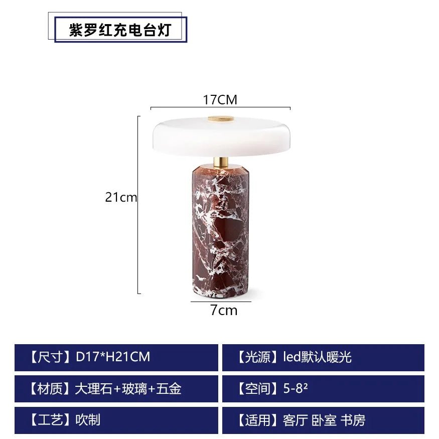 Lampe de table danoise en marbre avec éclairage LED tactile, ambiance cosy - Luminous Place