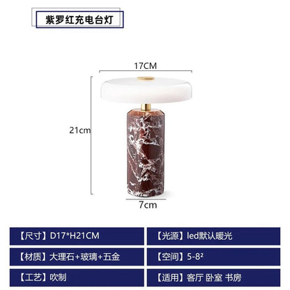 Lampe de table danoise en marbre avec éclairage LED tactile, ambiance cosy - Luminous Place