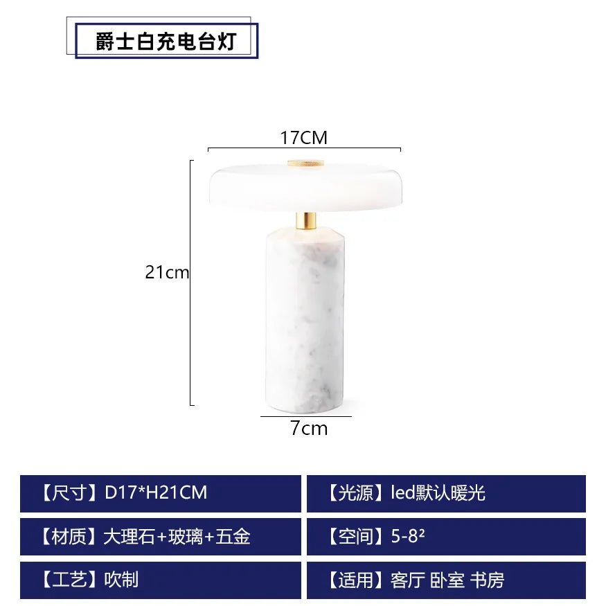 Lampe de table danoise en marbre avec éclairage LED tactile, ambiance cosy - Luminous Place