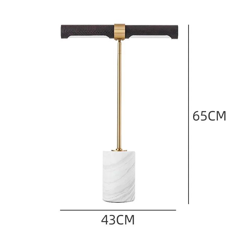 Lampe de table design luxe en cuir et marbre, éclairage intérieur chaleureux - Luminous Place