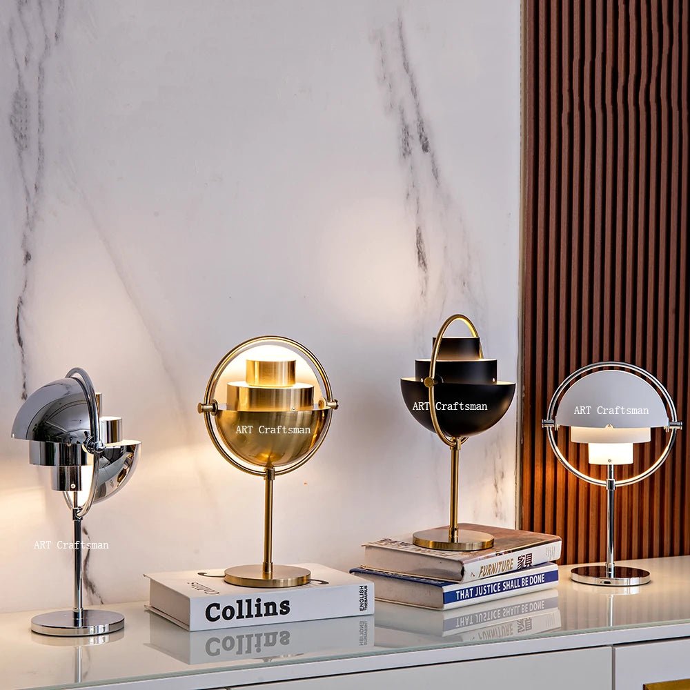 Lampe de table design moderne en métal noir et or, lumière chaude cosy - Luminous Place