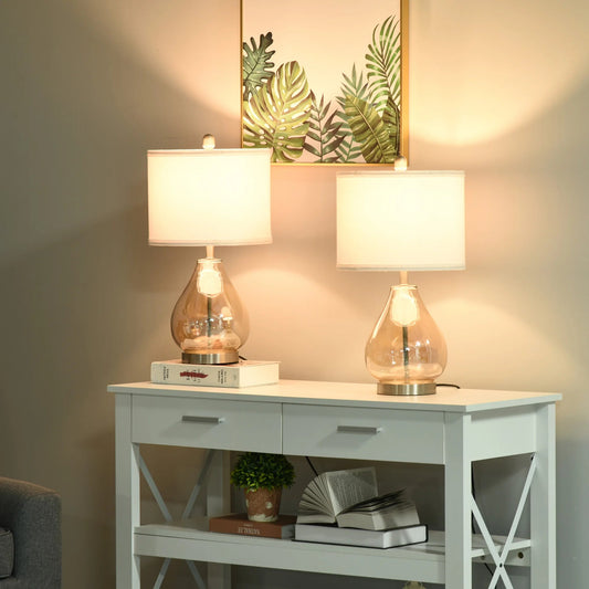 Lampe de table Homcom lot de 2 abat - jour lin E27 40W ambiance chaleureuse - Luminous Place