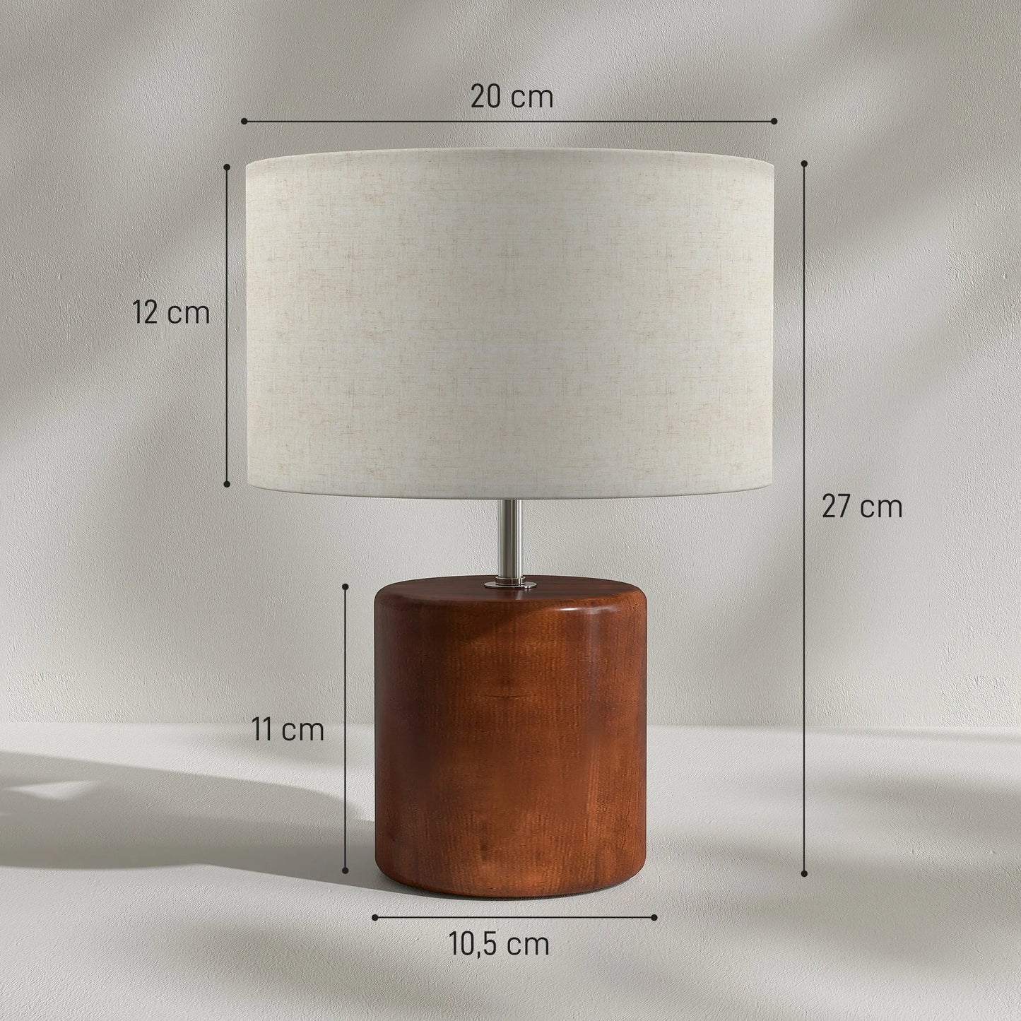 Lampe de table rustique en bois massif avec abat - jour en lin, lumière chaude et ambiance cosy - Luminous Place