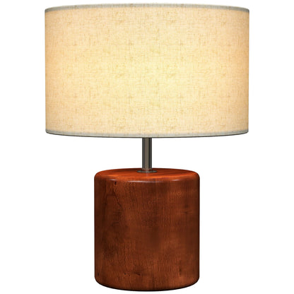 Lampe de table rustique en bois massif avec abat - jour en lin, lumière chaude et ambiance cosy - Luminous Place