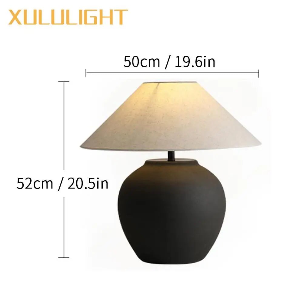 Lampe de table Wabi Sabi en céramique noire style japonais rétro avec lumière chaude réglable - Luminous Place