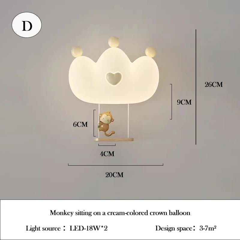 Lampe Enfant Applique Murale Couronne LED Rose Blanc, Lumière Chaude Ambiance Cosy - Luminous Place