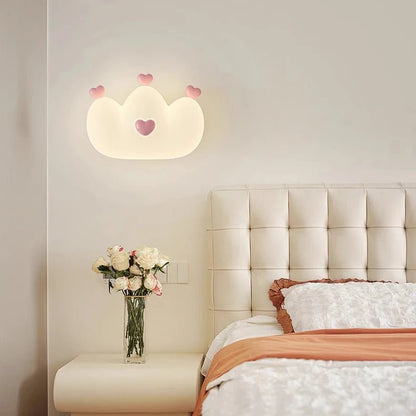 Lampe Enfant Applique Murale Couronne LED Rose Blanc, Lumière Chaude Ambiance Cosy - Luminous Place