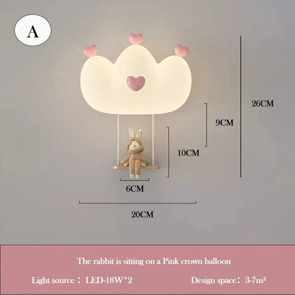 Lampe Enfant Applique Murale Couronne LED Rose Blanc, Lumière Chaude Ambiance Cosy - Luminous Place