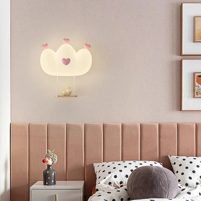 Lampe Enfant Applique Murale Couronne LED Rose Blanc, Lumière Chaude Ambiance Cosy - Luminous Place