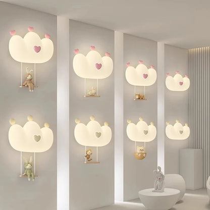 Lampe Enfant Applique Murale Couronne LED Rose Blanc, Lumière Chaude Ambiance Cosy - Luminous Place