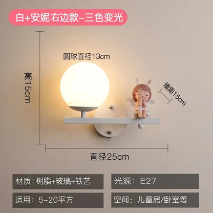 Lampe Enfant Applique Murale en Résine avec Boule de Verre Lapin, Design Nordique Élégant - Luminous Place