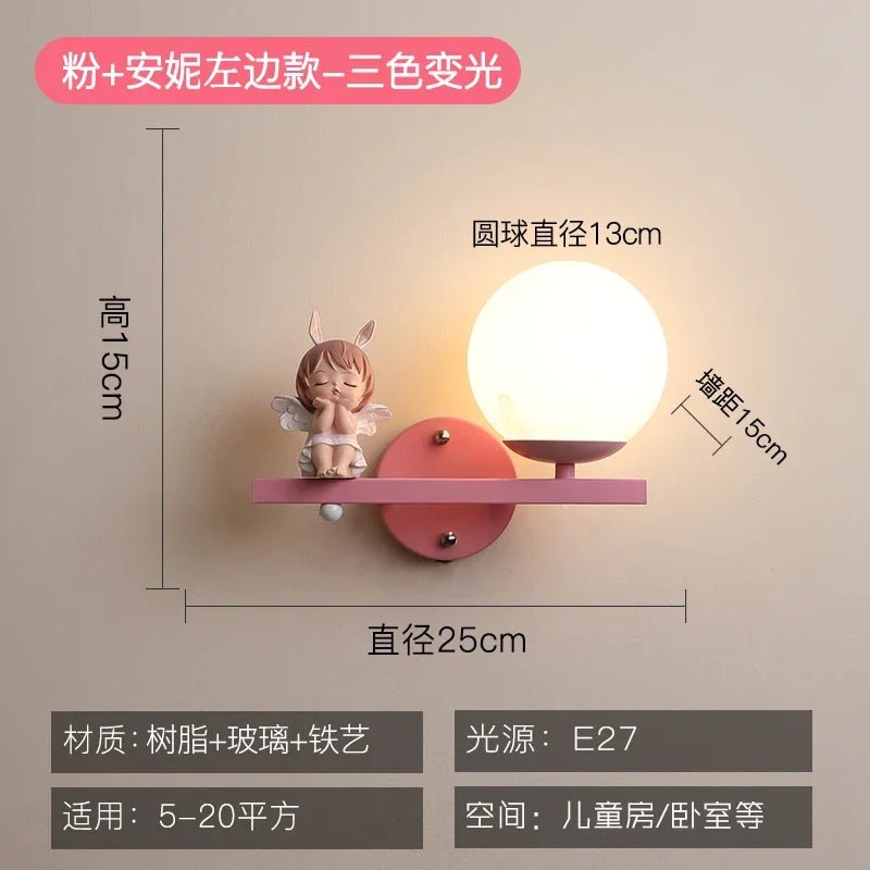 Lampe Enfant Applique Murale en Résine avec Boule de Verre Lapin, Design Nordique Élégant - Luminous Place